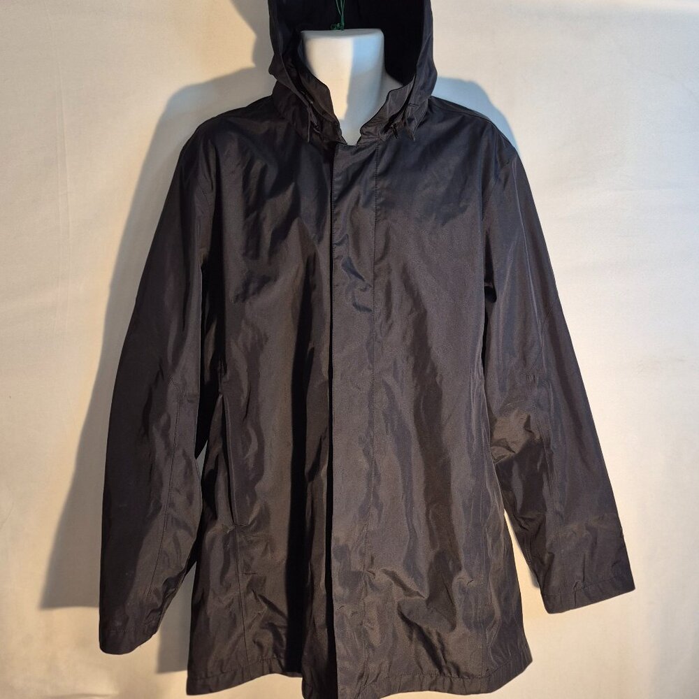 Gymax Men's hooded weatherproof long jacket/trench coat black in size XL